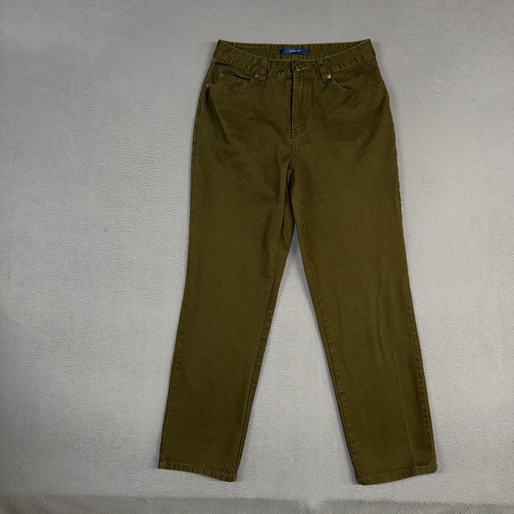 Bill Blass Easy Fit Jeans Womens 6 Green Straight Stretch Cotton Twill Modern